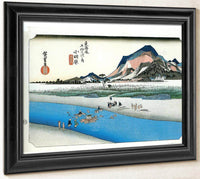 Travellers Crossing A River By Hiroshige Fine Art Print