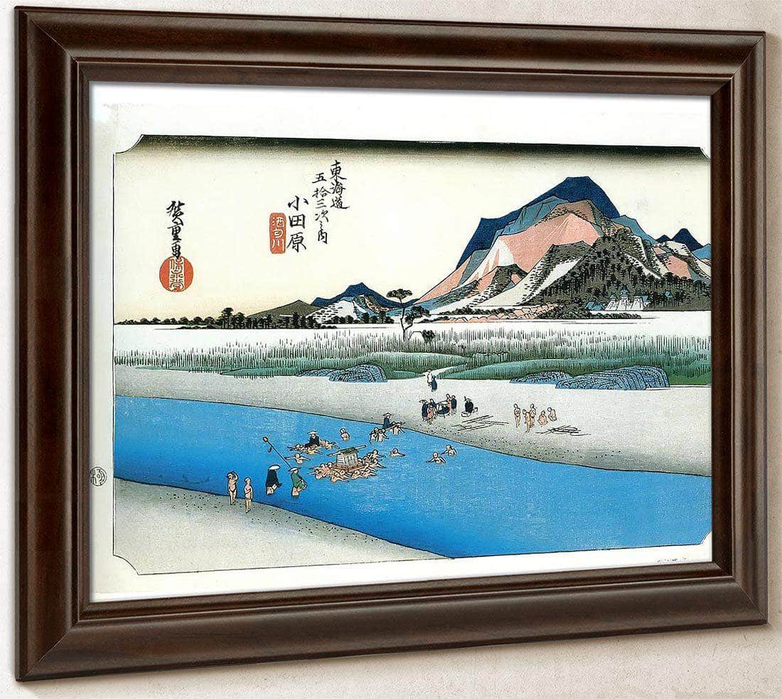 Travellers Crossing A River By Hiroshige Fine Art Print