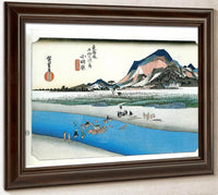 Travellers Crossing A River By Hiroshige Fine Art Print