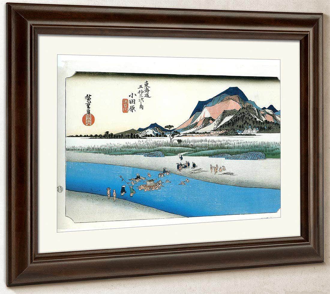 Travellers Crossing A River By Hiroshige Fine Art Print