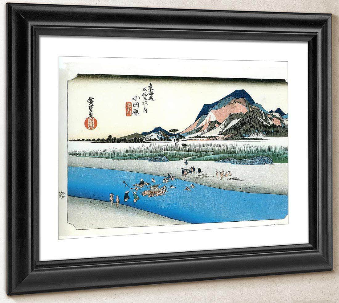Travellers Crossing A River By Hiroshige Fine Art Print