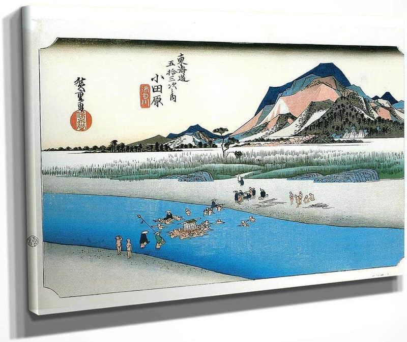 Travellers Crossing A River By Hiroshige Fine Art Print