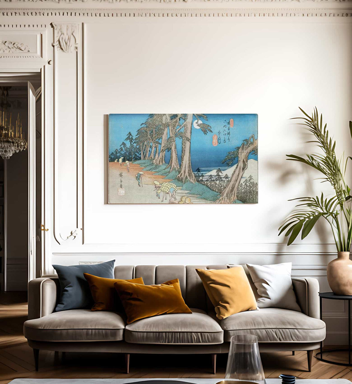 Travellers In The Moonlight By Hiroshige Fine Art Print