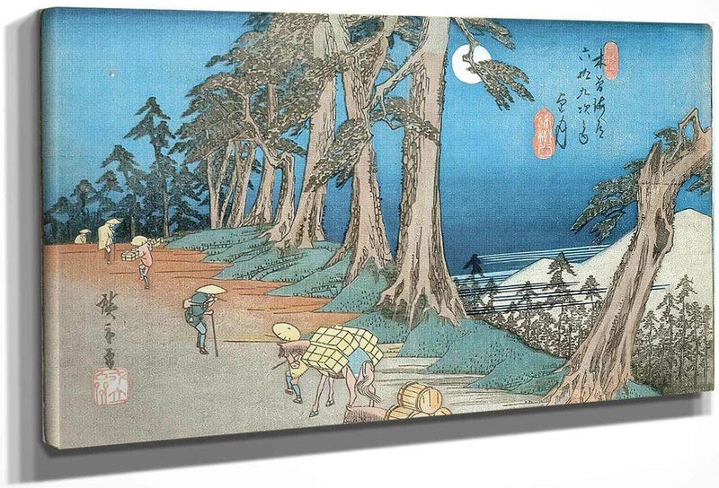 Travellers In The Moonlight By Hiroshige Fine Art Print