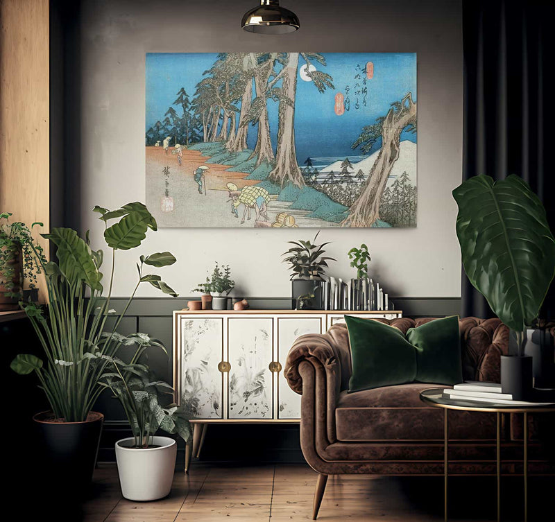 Travellers In The Moonlight By Hiroshige Fine Art Print