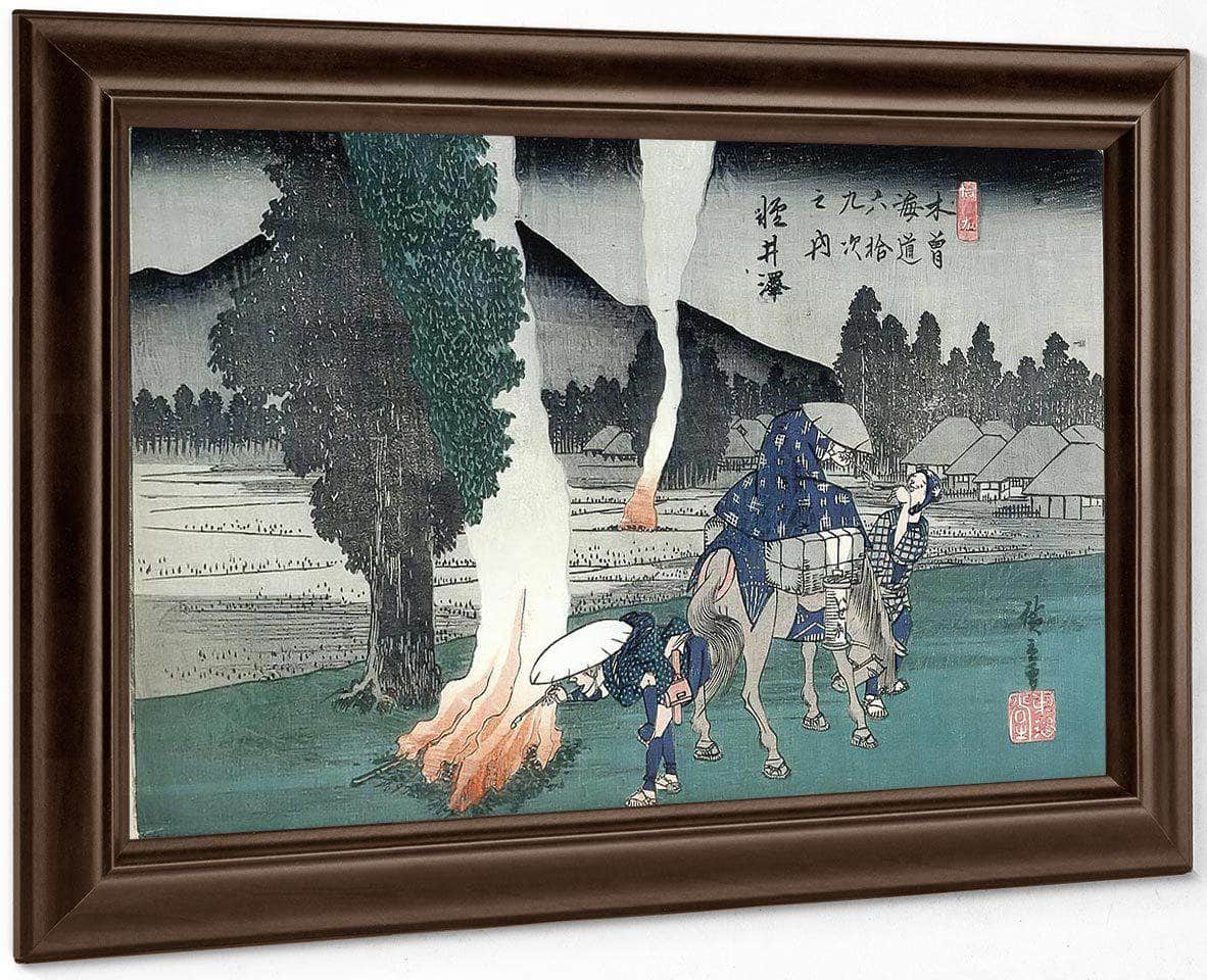 Travellers Lighting Their Pipes By A Fire By Hiroshige Fine Art Print