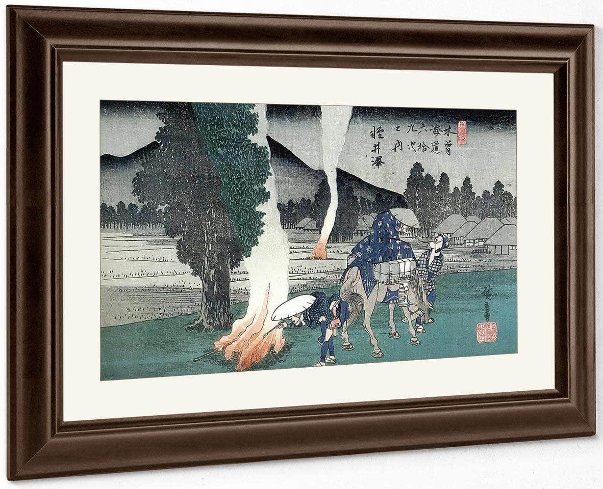 Travellers Lighting Their Pipes By A Fire By Hiroshige Fine Art Print
