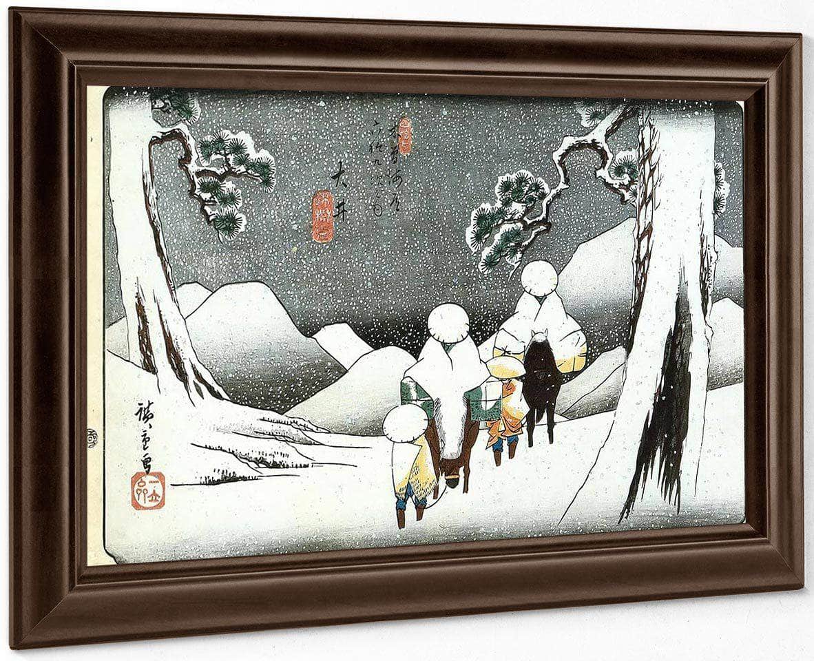 Travellers On Horseback In The Snow By Hiroshige Fine Art Print