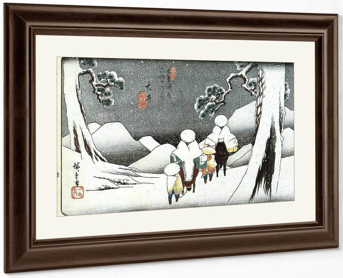 Travellers On Horseback In The Snow By Hiroshige Fine Art Print