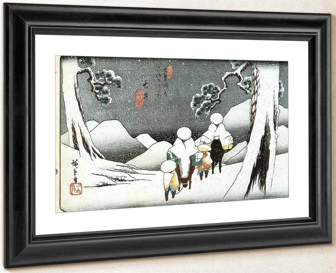 Travellers On Horseback In The Snow By Hiroshige Fine Art Print