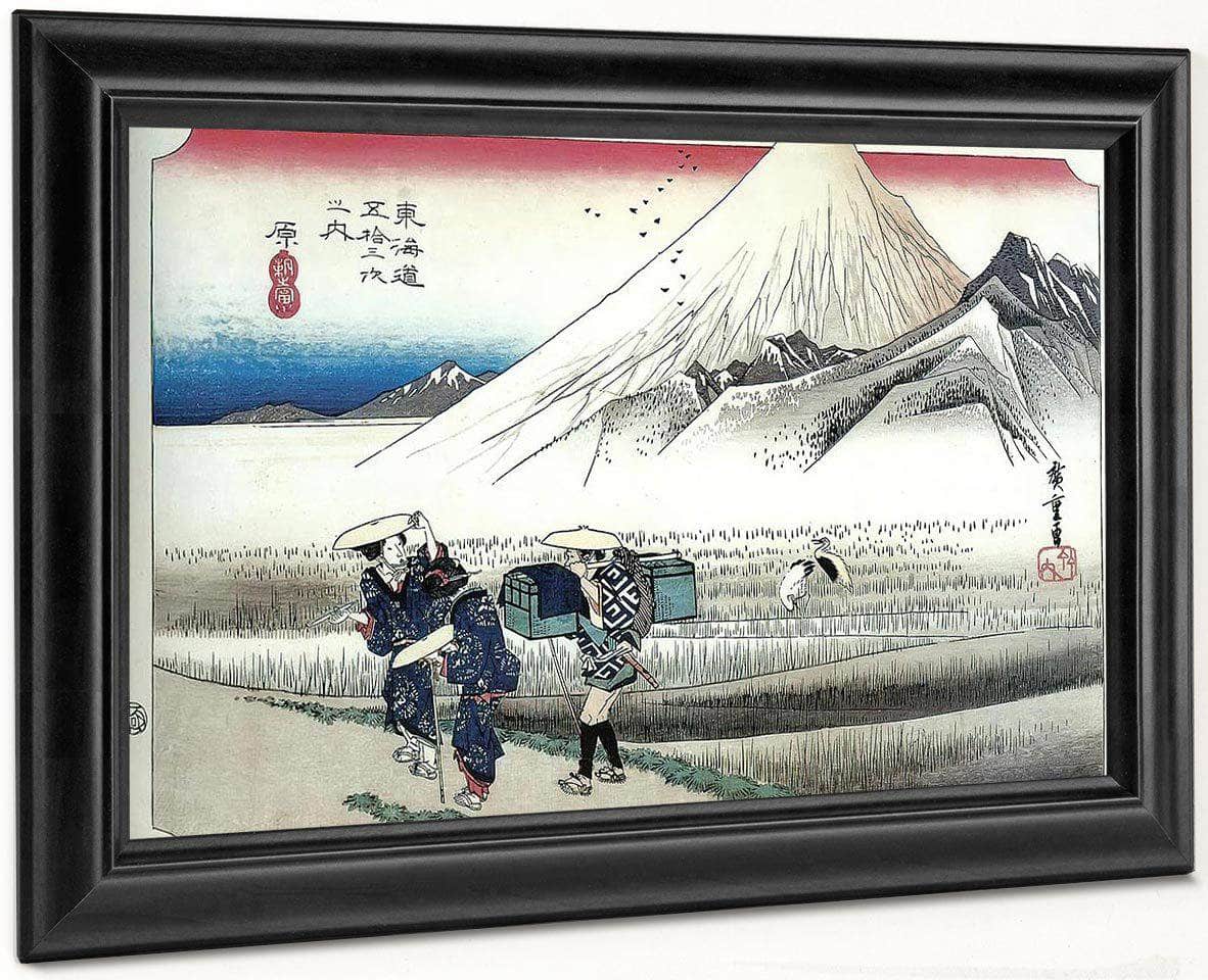 Travellers Passing Mount Fuji By Hiroshige Fine Art Print