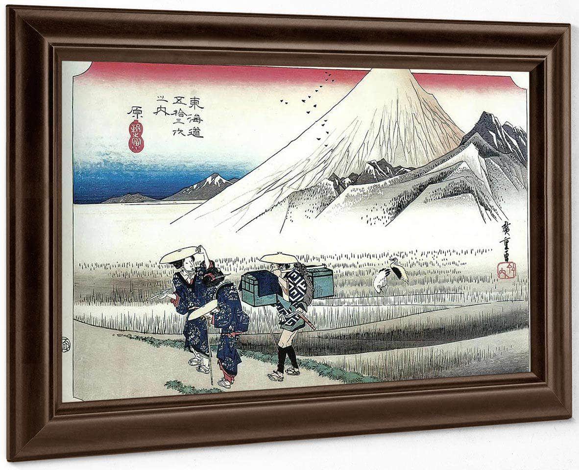 Travellers Passing Mount Fuji By Hiroshige Fine Art Print