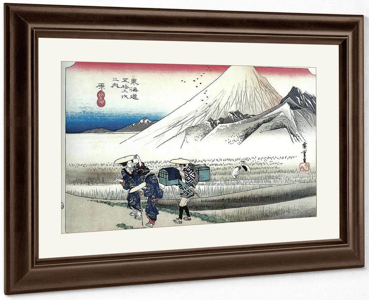 Travellers Passing Mount Fuji By Hiroshige Fine Art Print