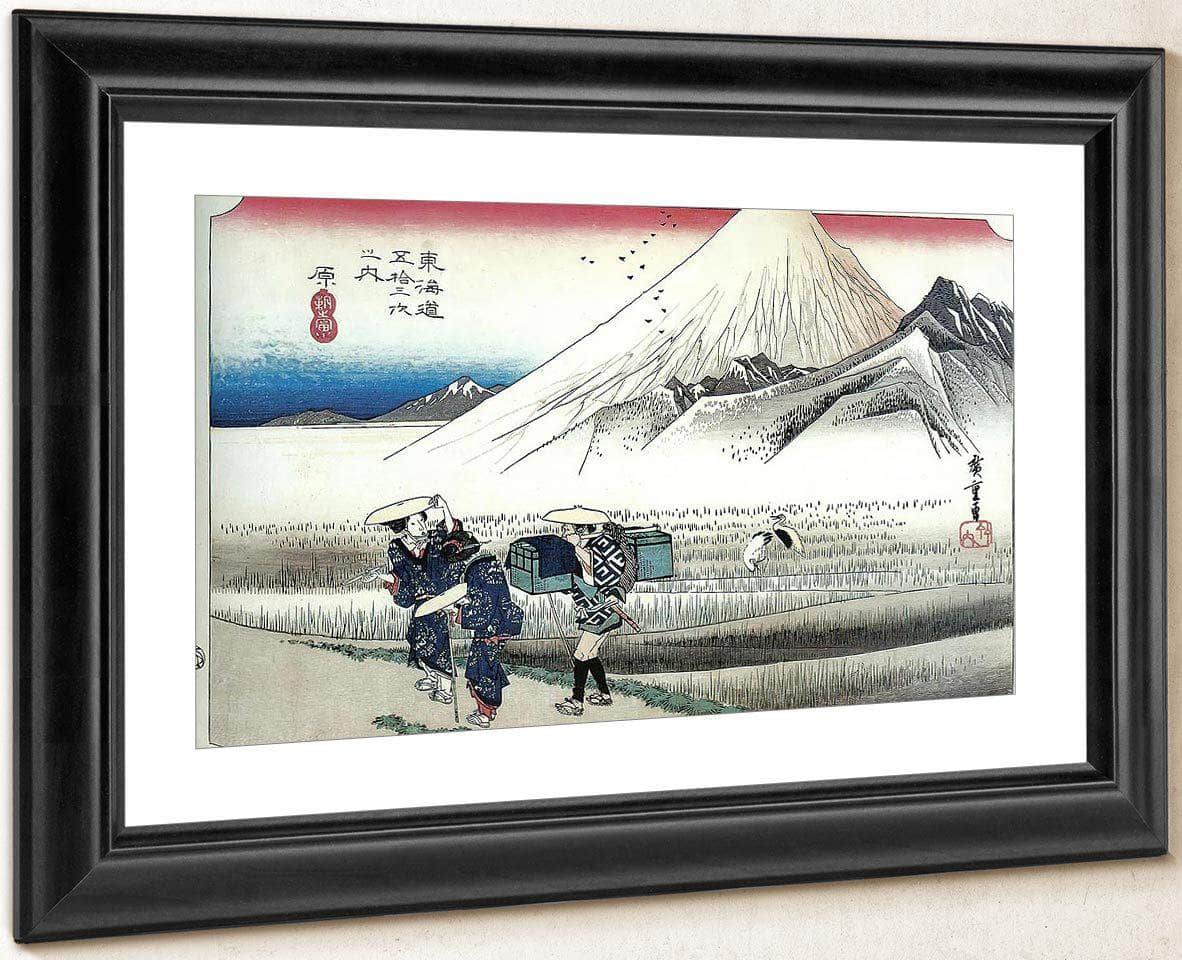Travellers Passing Mount Fuji By Hiroshige Fine Art Print