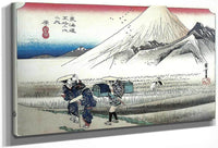 Travellers Passing Mount Fuji By Hiroshige Fine Art Print