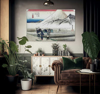 Travellers Passing Mount Fuji By Hiroshige Fine Art Print