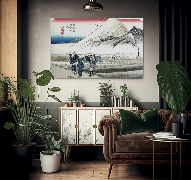 Travellers Passing Mount Fuji By Hiroshige Fine Art Print
