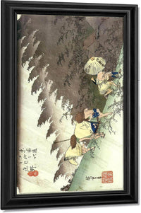 Travellers Surprised Bt Sudden Rain By Hiroshige Fine Art Print