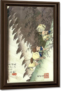 Travellers Surprised Bt Sudden Rain By Hiroshige Fine Art Print