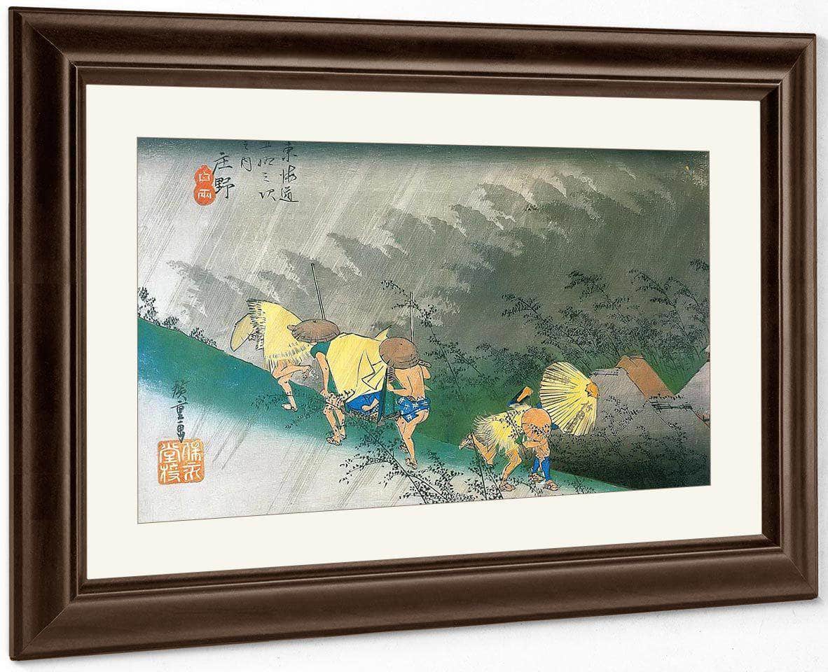 Travellers Surprised By Sudden Rain By Hiroshige Fine Art Print