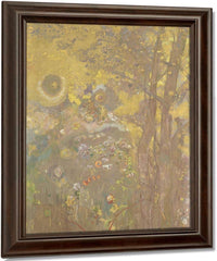 Trees On A Yellow Background 1901 Oil Tempera Charcoal Pastel 247X173Cm Musee Dorsay By Odilon Redon Fine Art Print