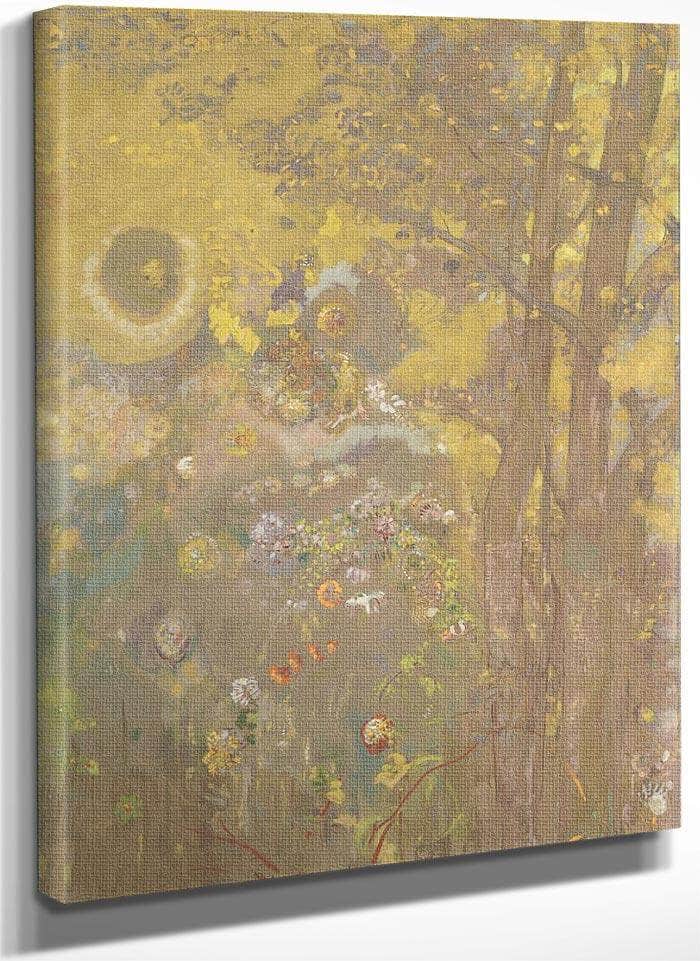 Trees On A Yellow Background 1901 Oil Tempera Charcoal Pastel 247X173Cm Musee Dorsay By Odilon Redon Fine Art Print