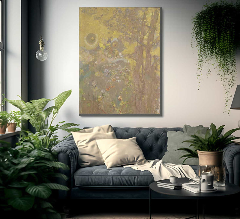 Trees On A Yellow Background 1901 Oil Tempera Charcoal Pastel 247X173Cm Musee Dorsay By Odilon Redon Fine Art Print