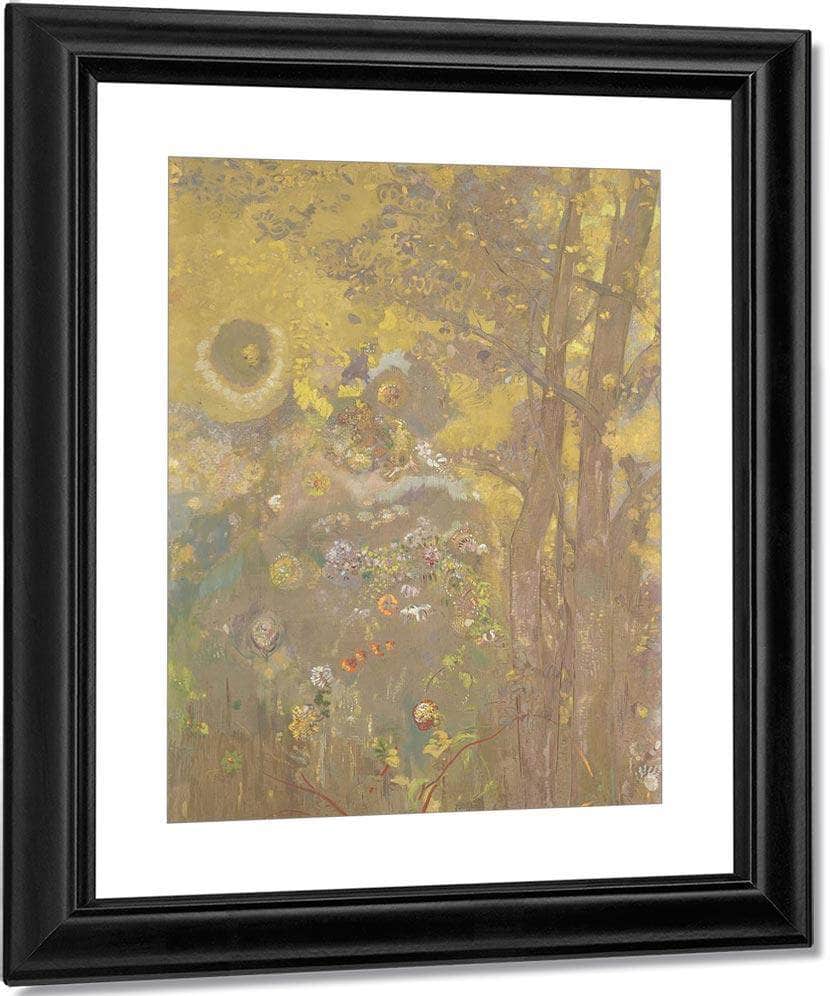 Trees On A Yellow Background 1901 Oil Tempera Charcoal Pastel 247X173Cm Musee Dorsay By Odilon Redon Fine Art Print
