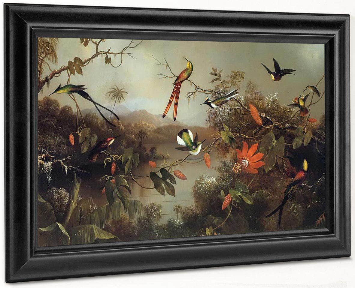 Tropical Landscape With Ten Hummingbirds By Martin Johnson Heade Fine Art Print