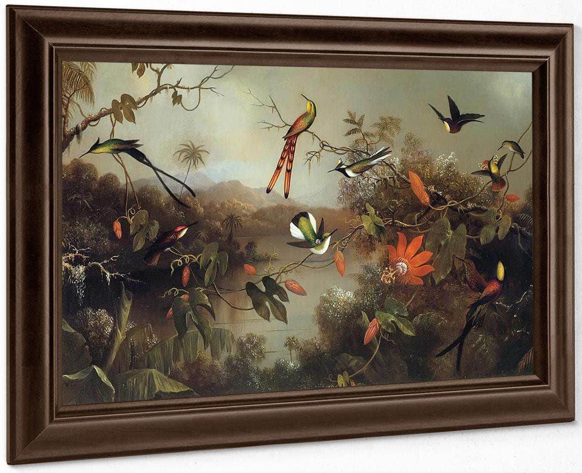 Tropical Landscape With Ten Hummingbirds By Martin Johnson Heade Fine Art Print