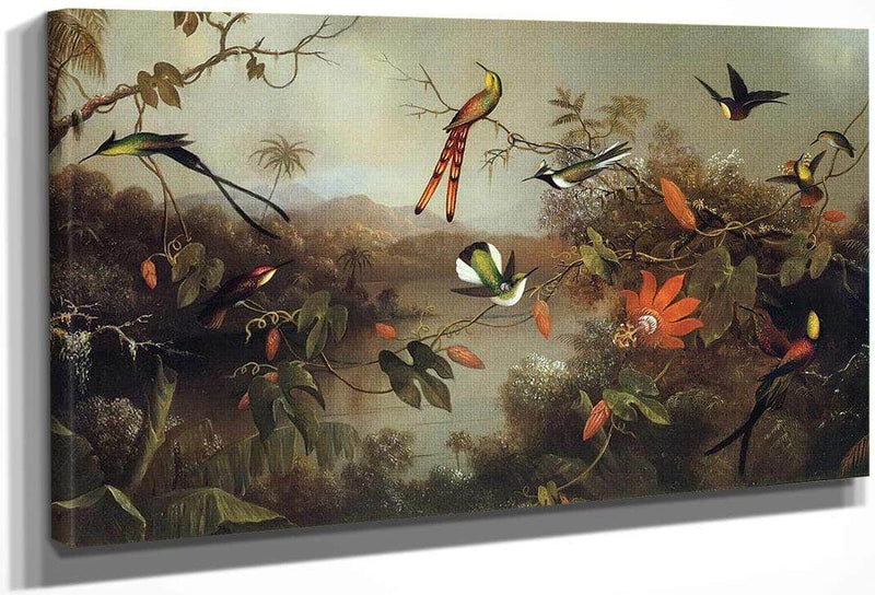 Tropical Landscape With Ten Hummingbirds By Martin Johnson Heade Fine Art Print