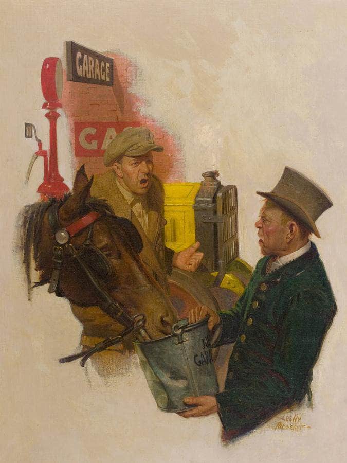 Trouble At The Garage By Leslie Thrasher Fine Art Print