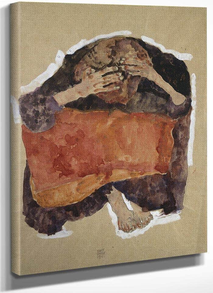 Troubled Woman By Egon Schiele Fine Art Print