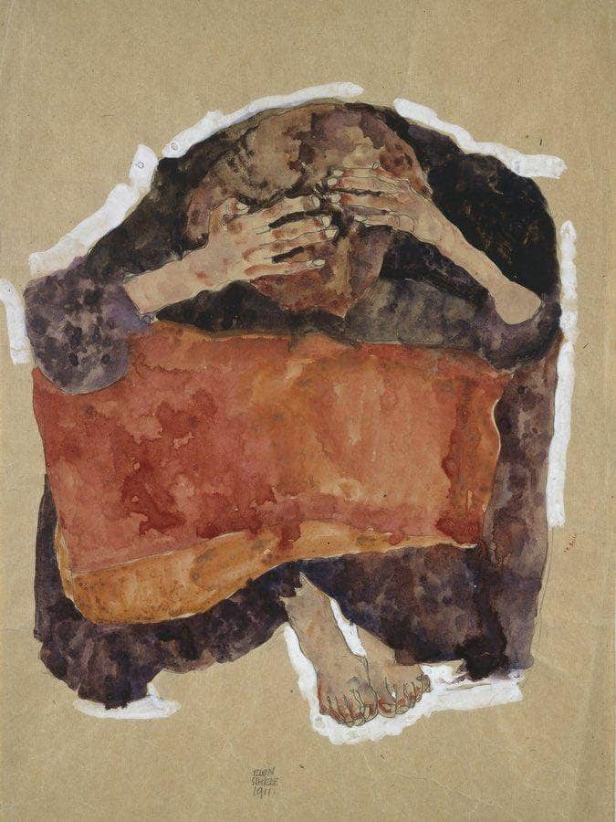 Troubled Woman By Egon Schiele Fine Art Print