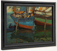 Two Boats In A Harbor By  Edgar Payne Fine Art Print
