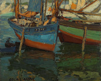 Two Boats In A Harbor By  Edgar Payne Fine Art Print