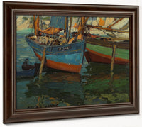 Two Boats In A Harbor By  Edgar Payne Fine Art Print