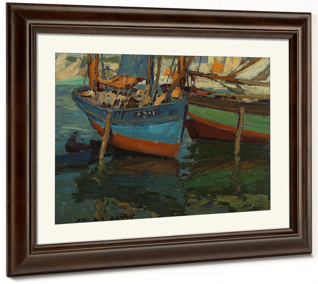 Two Boats In A Harbor By  Edgar Payne Fine Art Print