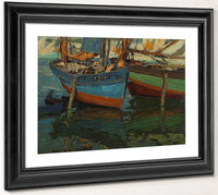 Two Boats In A Harbor By  Edgar Payne Fine Art Print