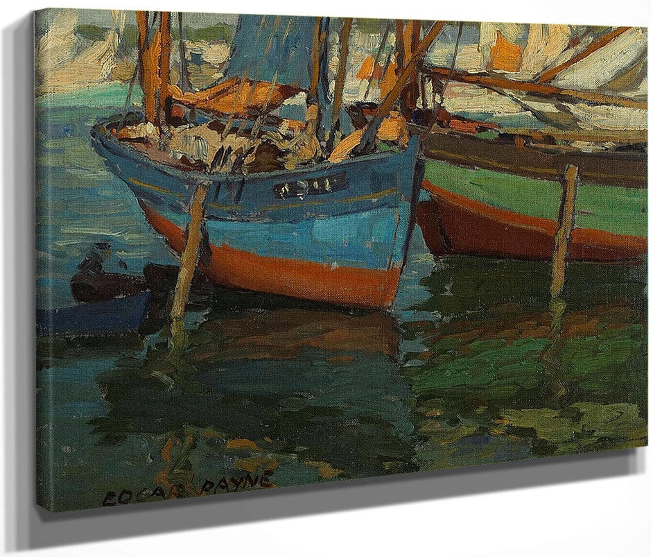 Two Boats In A Harbor By  Edgar Payne Fine Art Print
