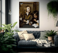 Two Boys Blowing Bubbles By Adriaen Hanneman Fine Art Print