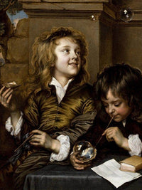 Two Boys Blowing Bubbles By Adriaen Hanneman Fine Art Print