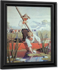 Two Boys In A Punt By NC Wyeth Fine Art Print