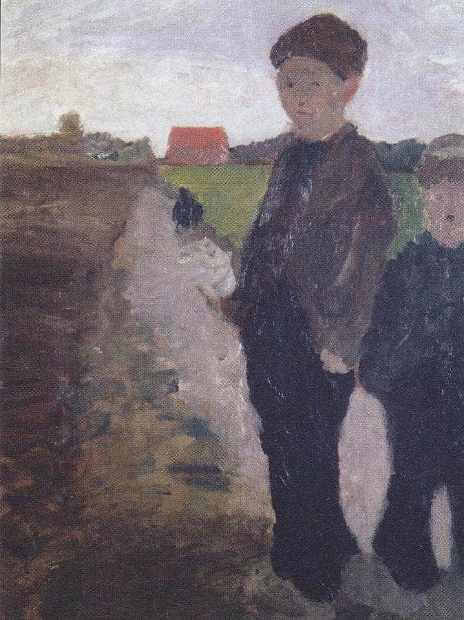 Two Boys On A Canal By Paula Modersohn Becker Fine Art Print