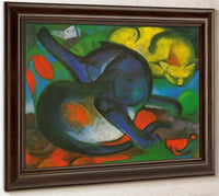 Two Cats Blue And Yellow By Franz Marc Fine Art Print