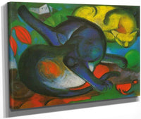 Two Cats Blue And Yellow By Franz Marc Fine Art Print