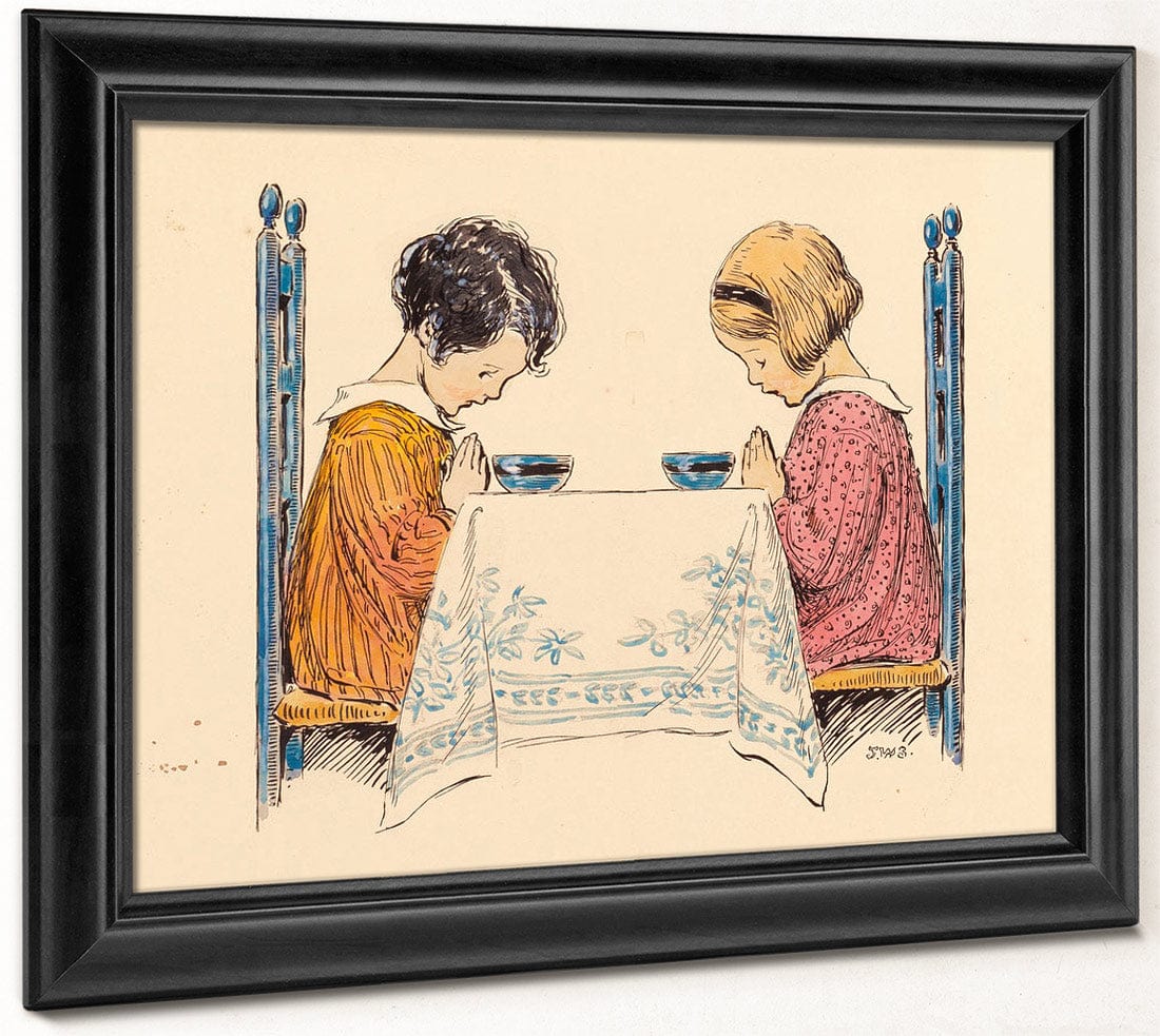 Two Children Praying A Childs Prayer Interior Book Illustration 1929 By Jessie Willcox Smith Fine Art Print