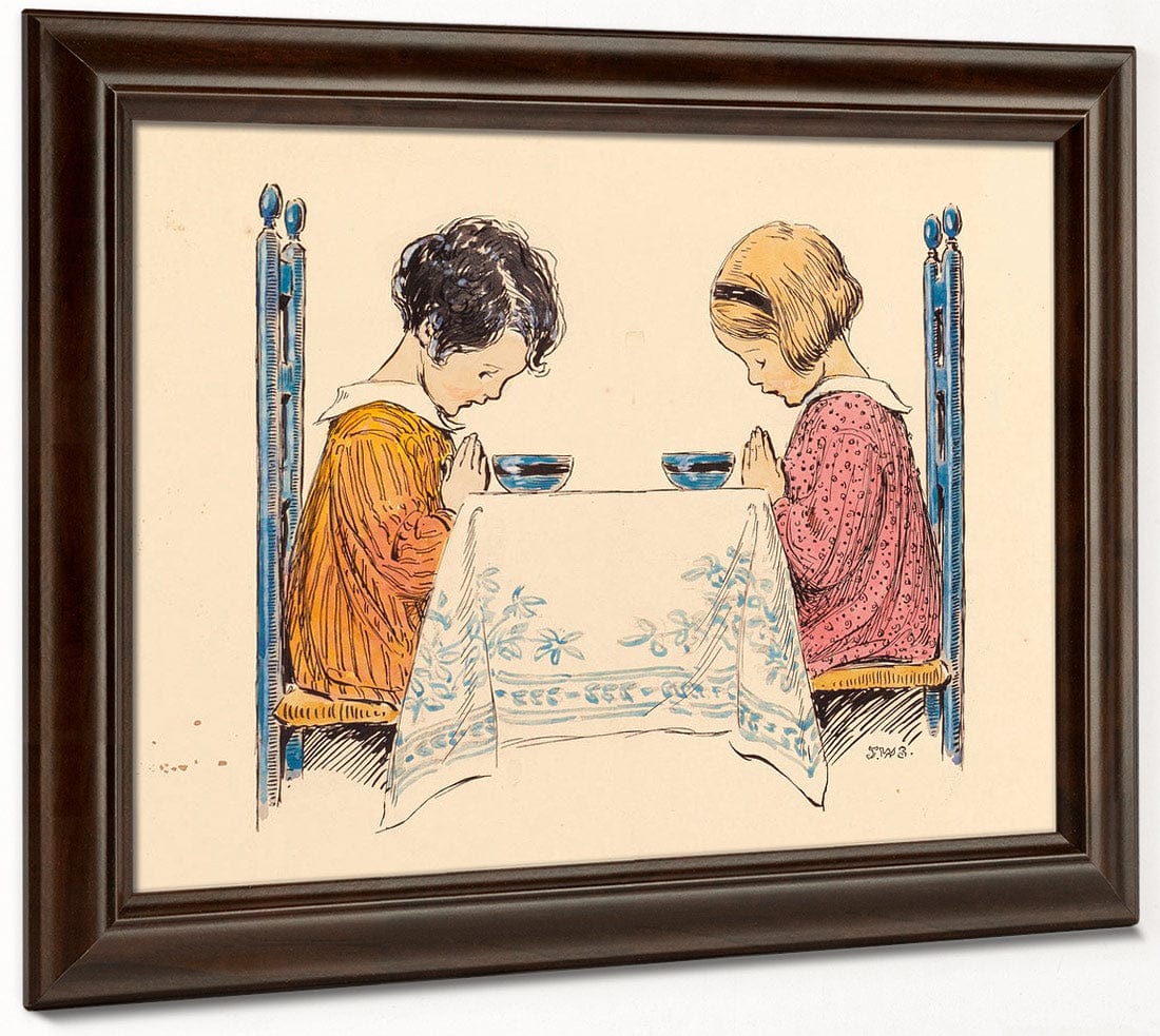 Two Children Praying A Childs Prayer Interior Book Illustration 1929 By Jessie Willcox Smith Fine Art Print