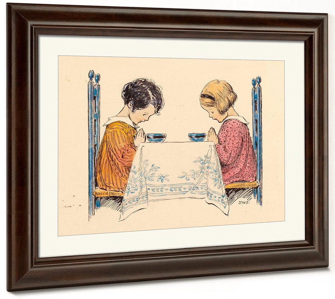 Two Children Praying A Childs Prayer Interior Book Illustration 1929 By Jessie Willcox Smith Fine Art Print