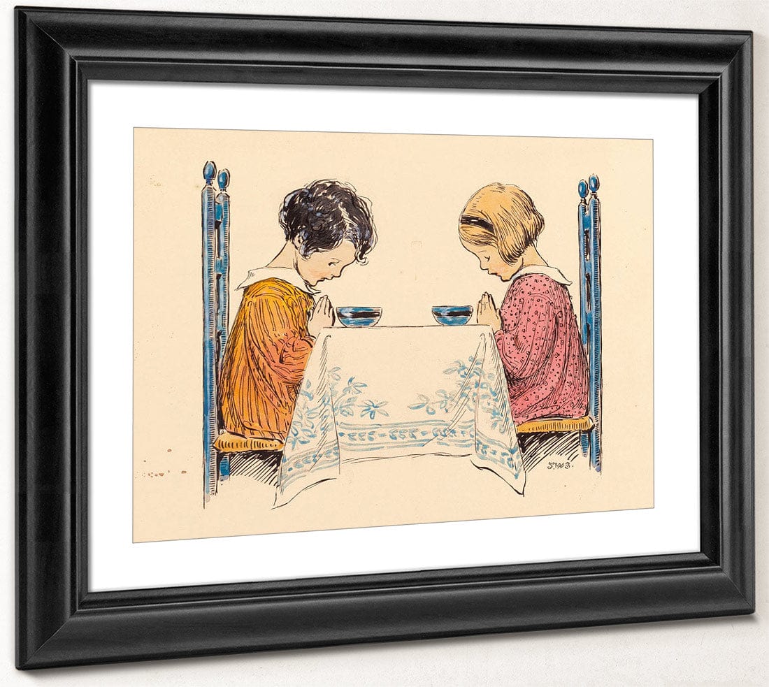 Two Children Praying A Childs Prayer Interior Book Illustration 1929 By Jessie Willcox Smith Fine Art Print